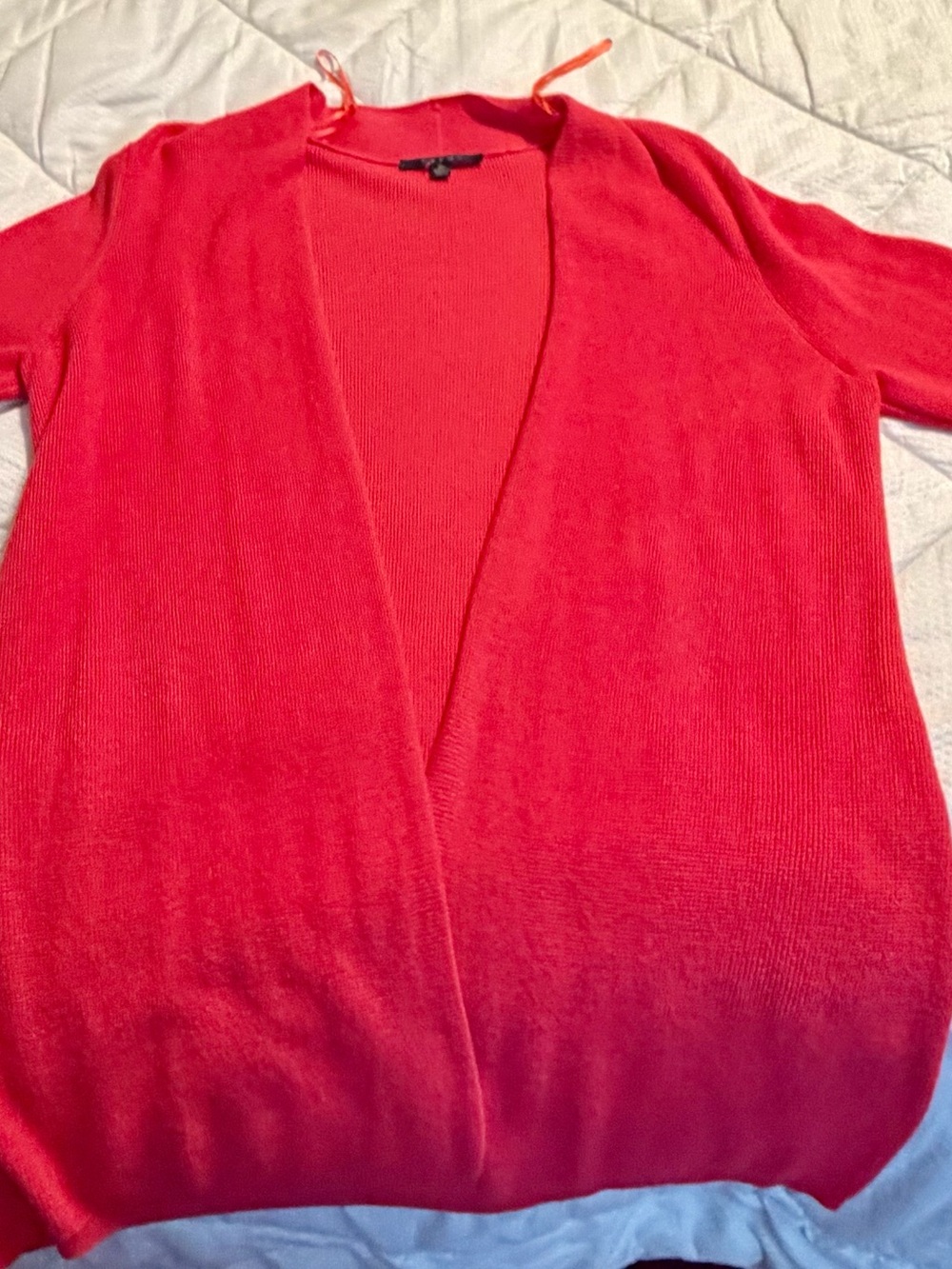 Cyrus Open-Front Coral Red Cardigan